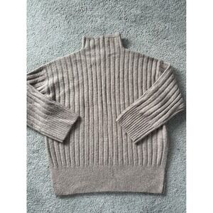 Abercrombie Fitch Ribbed Turtleneck Sweater Taupe Loose Fit Women's Size Small